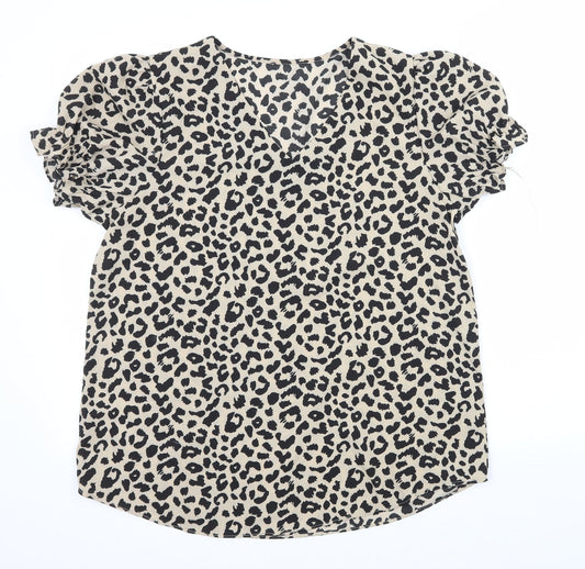 SheIn Womens Brown Animal Print  Basic Blouse Size L