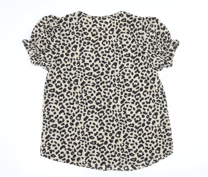 SheIn Womens Brown Animal Print  Basic Blouse Size L