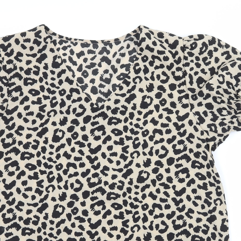 SheIn Womens Brown Animal Print  Basic Blouse Size L