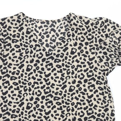 SheIn Womens Brown Animal Print  Basic Blouse Size L
