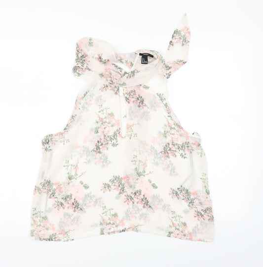 FOREVER 21 Womens Ivory Floral  Tunic Blouse Size M