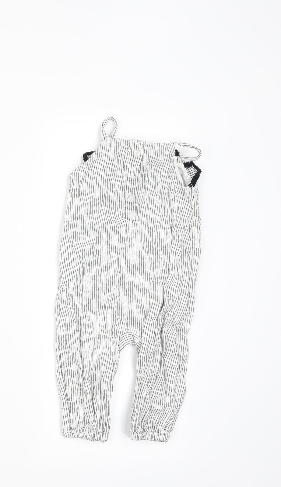 Matalan Girls White Striped  Dungaree One-Piece Size 6-9 Months