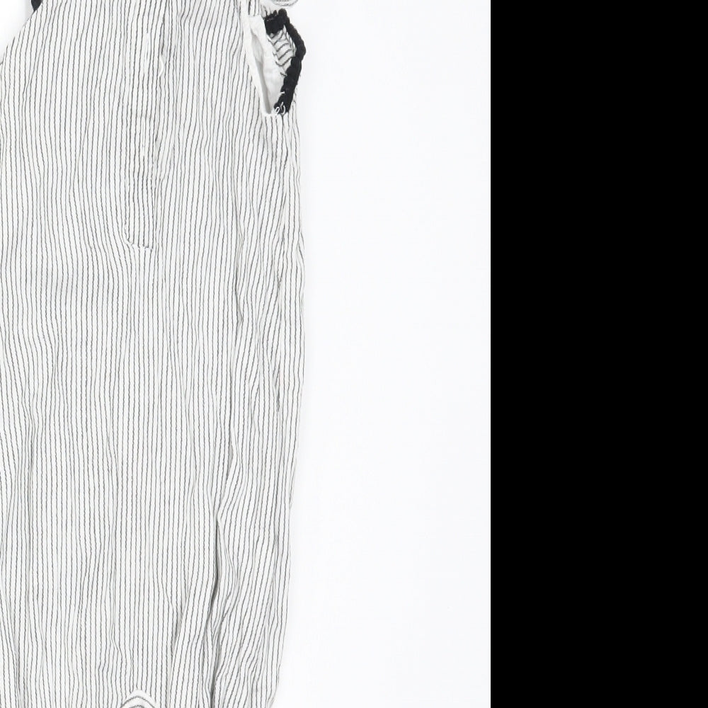 Matalan Girls White Striped  Dungaree One-Piece Size 6-9 Months