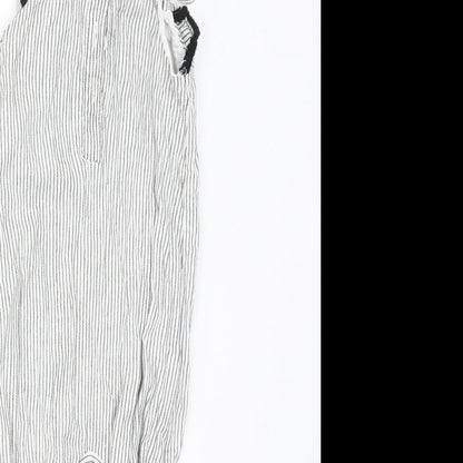 Matalan Girls White Striped  Dungaree One-Piece Size 6-9 Months
