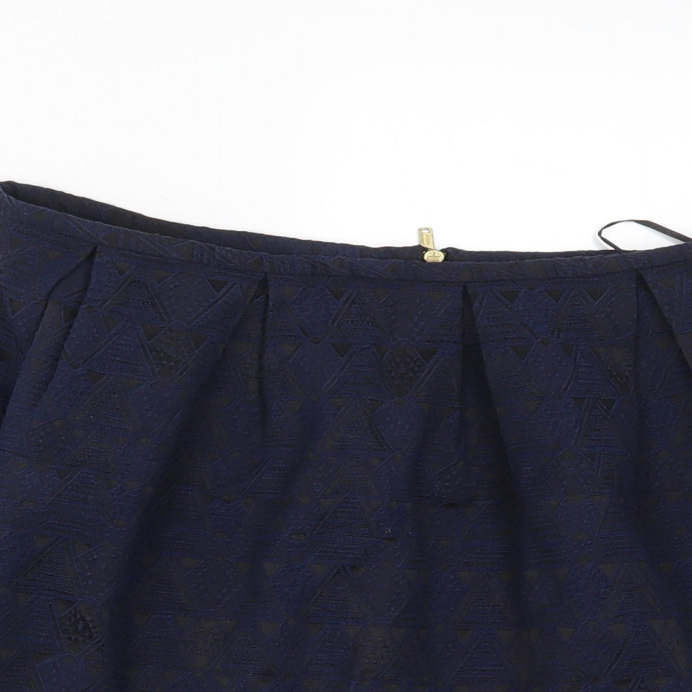 Oasis Womens Blue Geometric  Mini Skirt Size 8