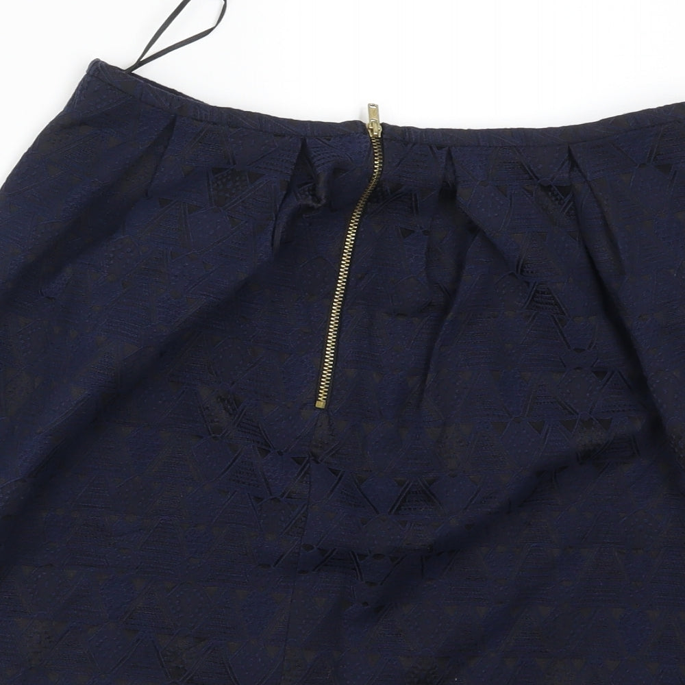 Oasis Womens Blue Geometric  Mini Skirt Size 8