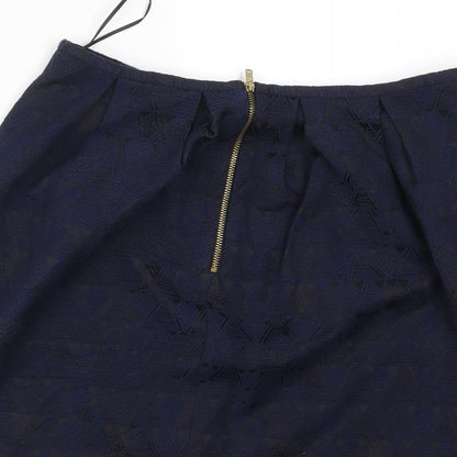 Oasis Womens Blue Geometric  Mini Skirt Size 8