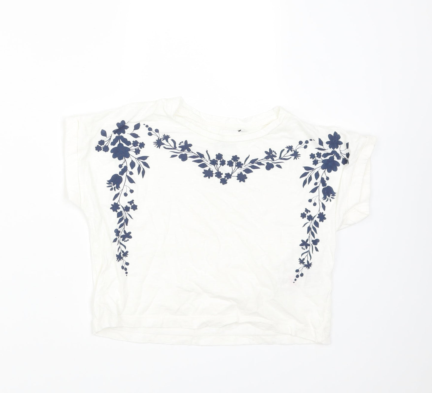 Outfitters Girls White Fair Isle  Basic T-Shirt Size 10 Years