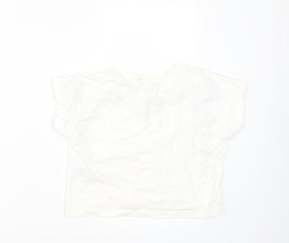 Outfitters Girls White Fair Isle  Basic T-Shirt Size 10 Years