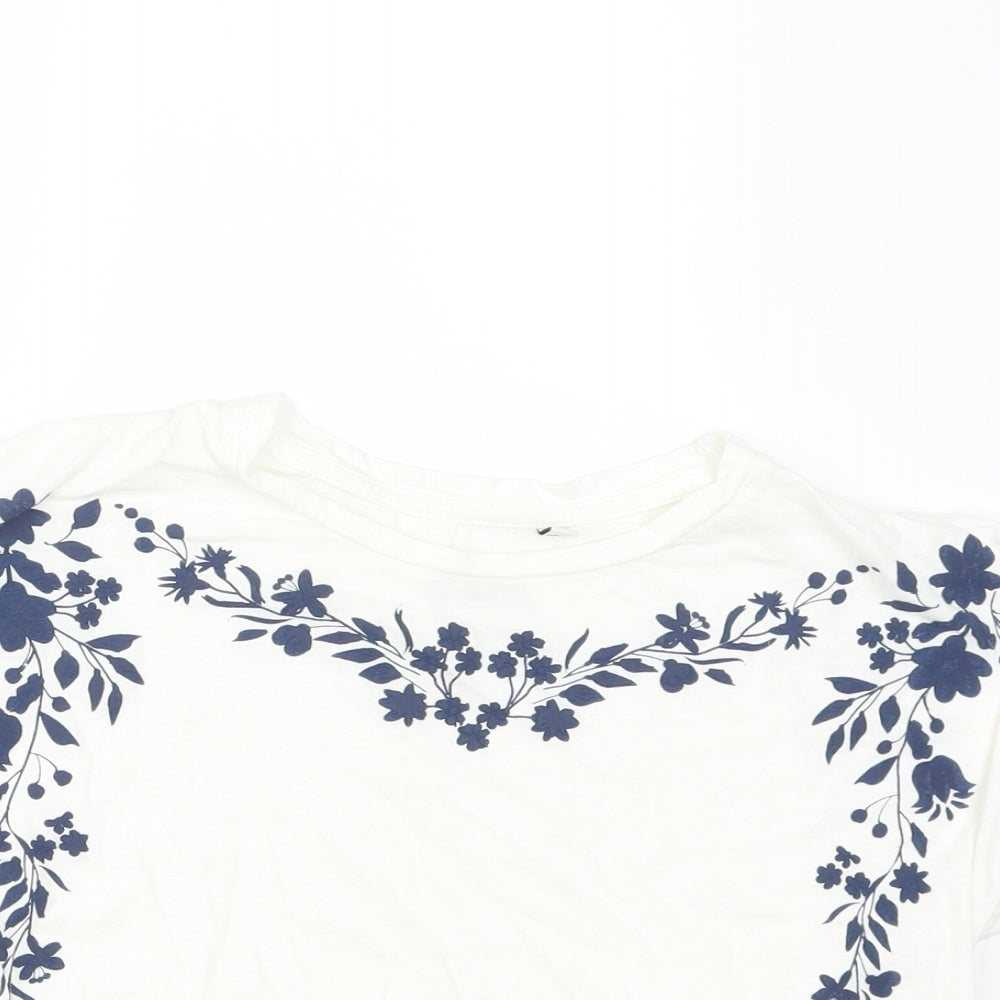 Outfitters Girls White Fair Isle  Basic T-Shirt Size 10 Years