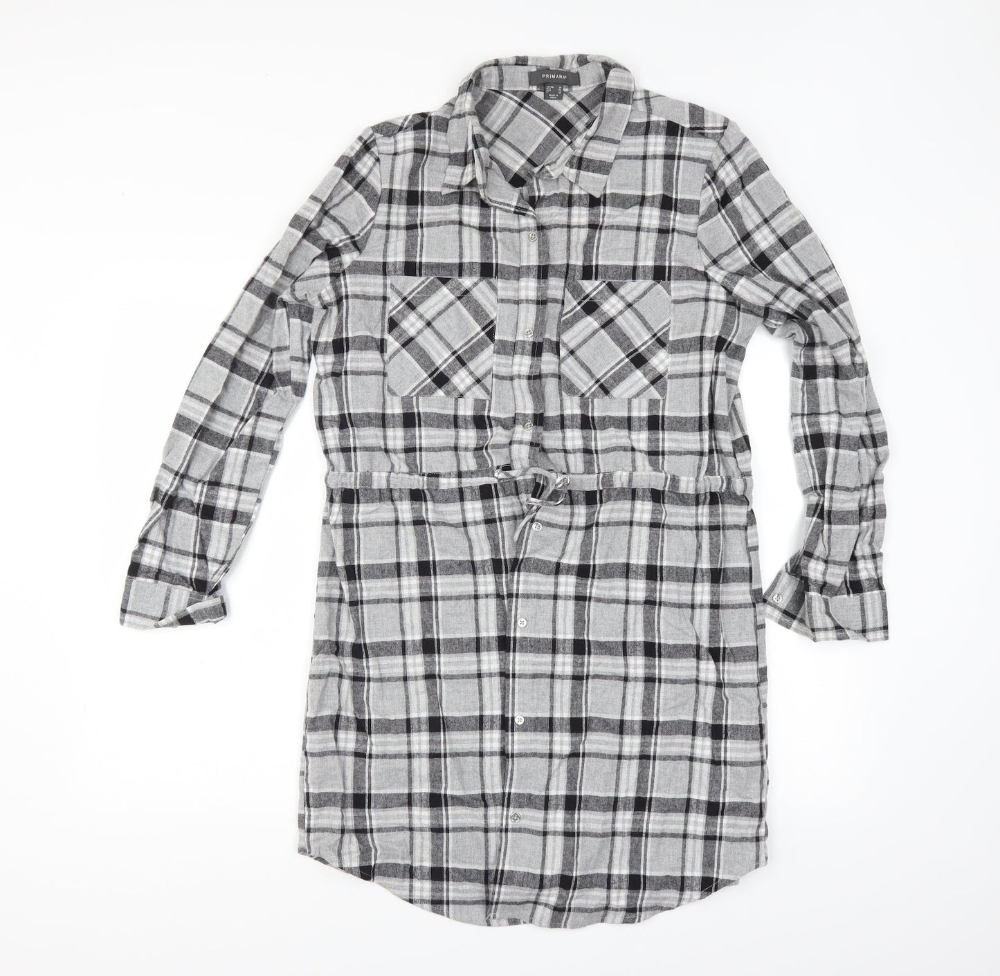 Primark Womens Grey Check  Shirt Dress    - `