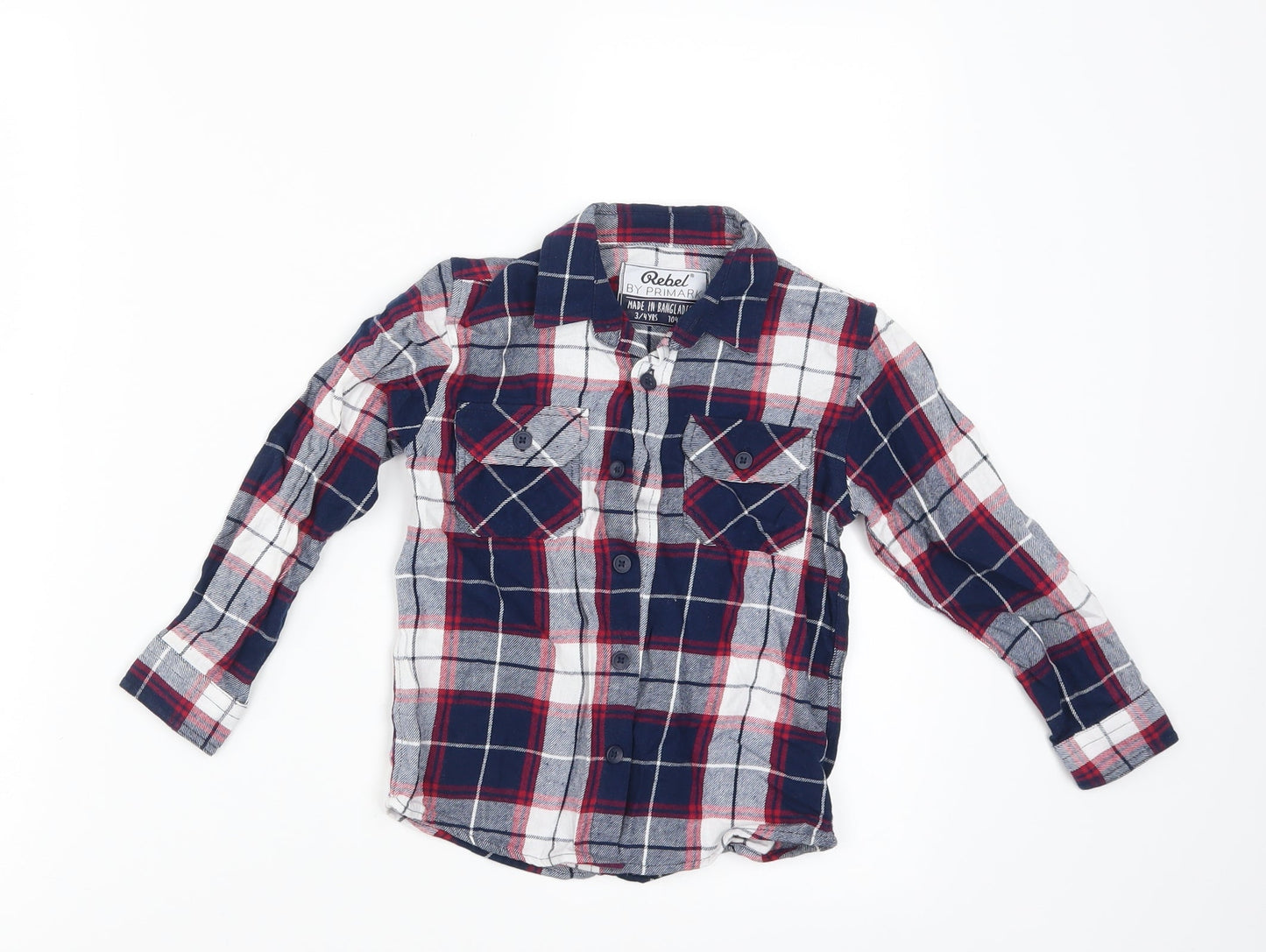 Primark Boys Blue Check  Basic Button-Up Size 3-4 Years