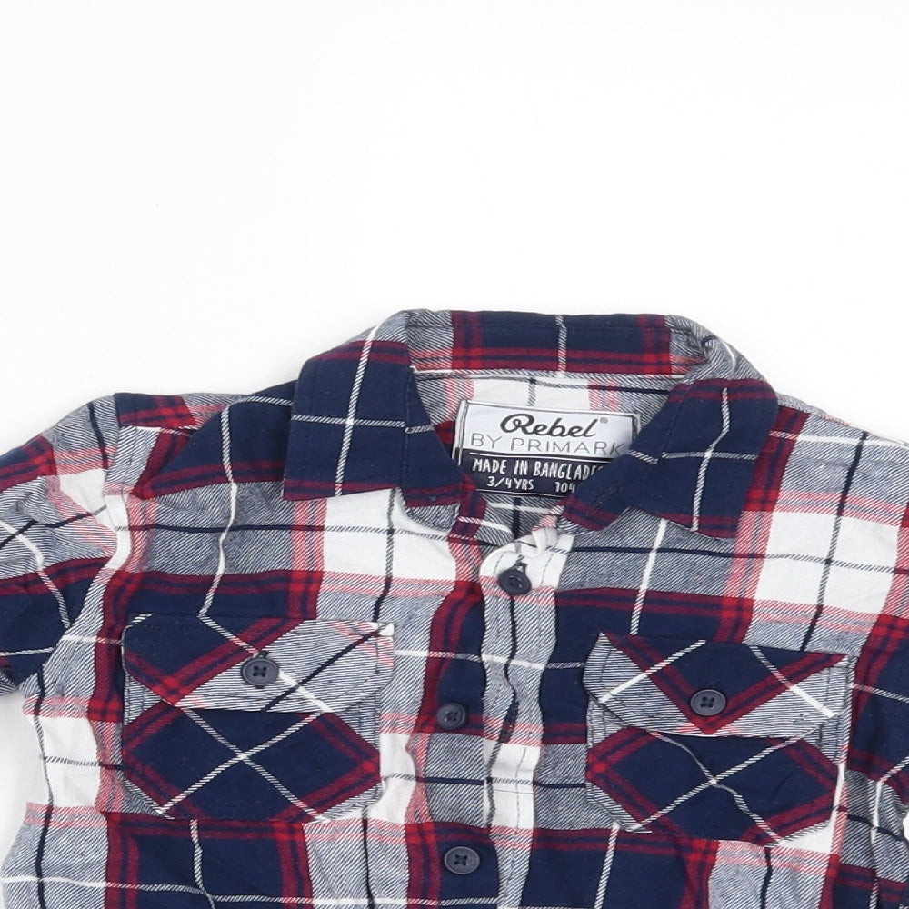 Primark Boys Blue Check  Basic Button-Up Size 3-4 Years