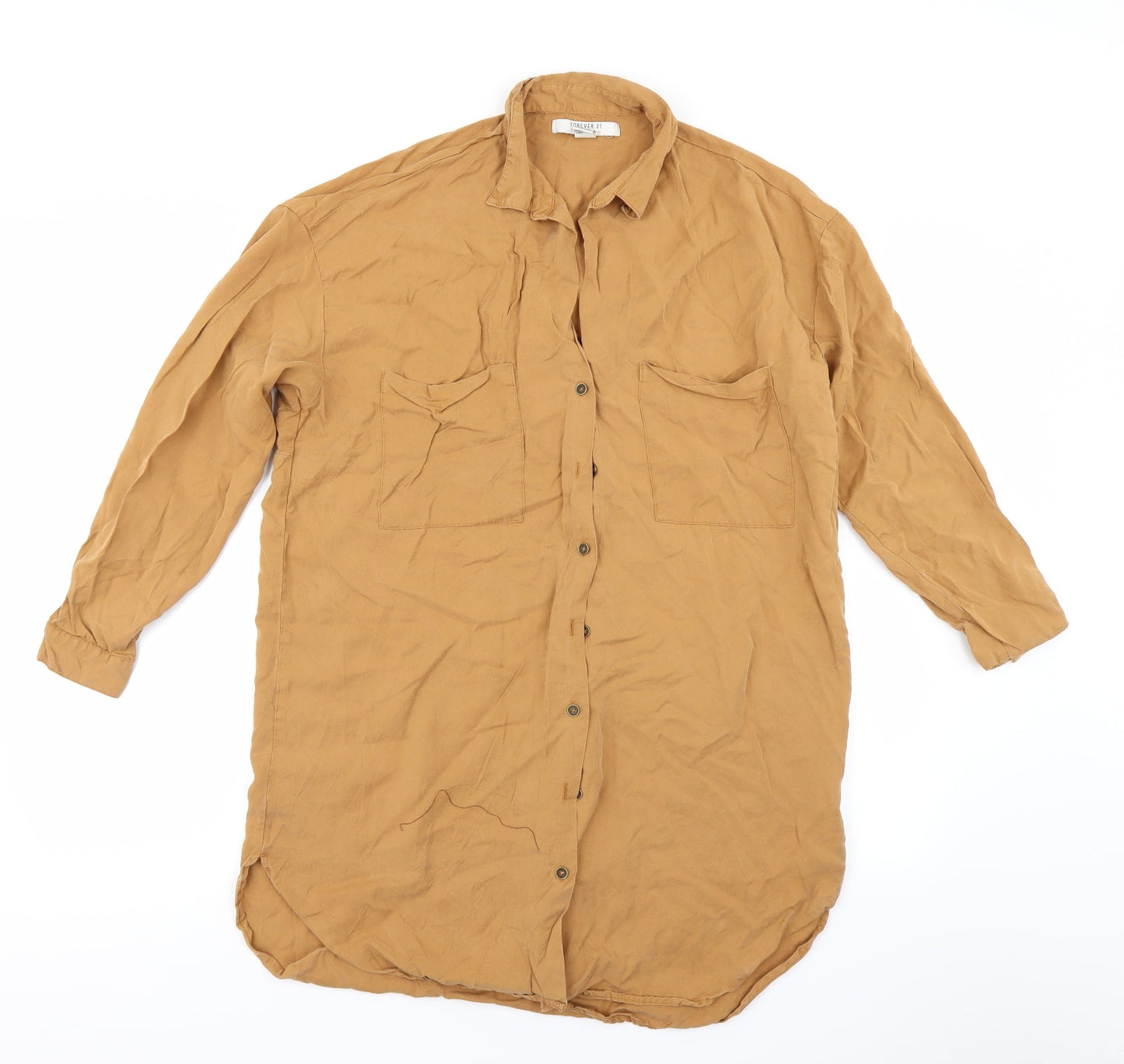FOREVER 21 Womens Brown   Basic Button-Up Size M