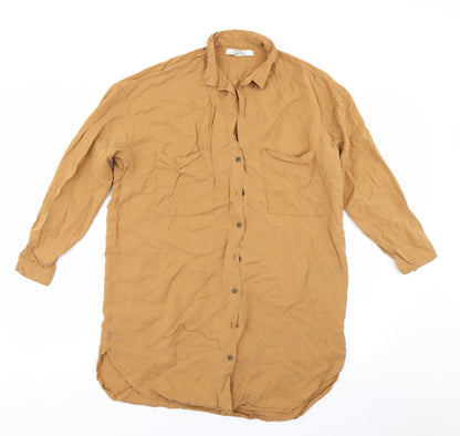 FOREVER 21 Womens Brown   Basic Button-Up Size M