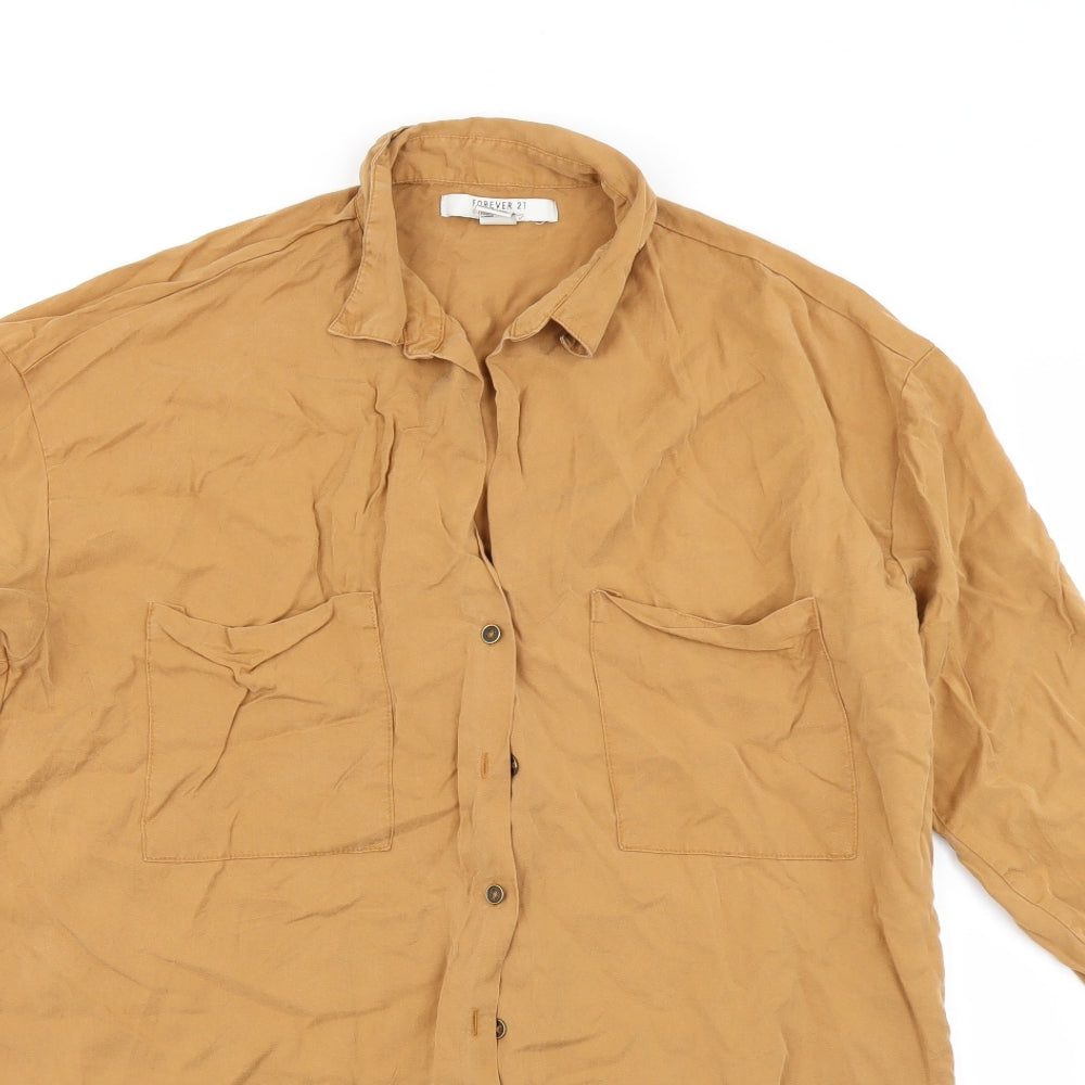FOREVER 21 Womens Brown   Basic Button-Up Size M