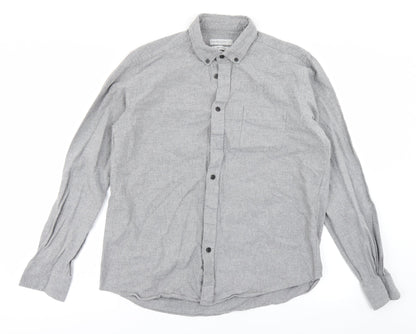 Mens UK Size L Cedar Wood State Grey  Button-Up Long Sleeve Casual Shirt