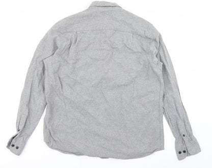 Mens UK Size L Cedar Wood State Grey  Button-Up Long Sleeve Casual Shirt