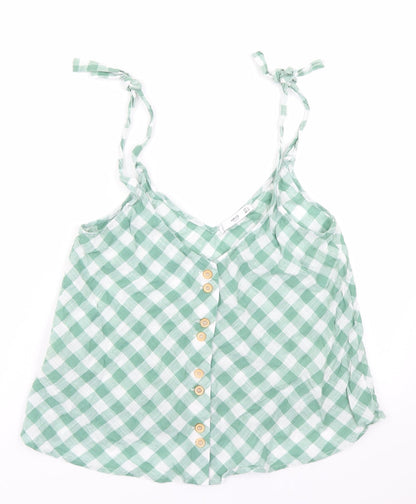 MNG Womens Green Check  Camisole Blouse Size S
