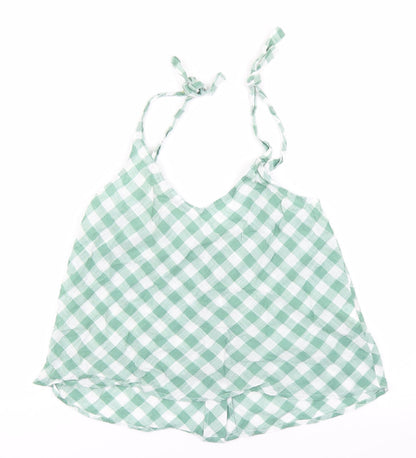 MNG Womens Green Check  Camisole Blouse Size S
