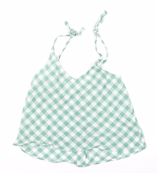 MNG Womens Green Check  Camisole Blouse Size S