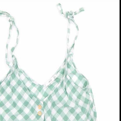 MNG Womens Green Check  Camisole Blouse Size S