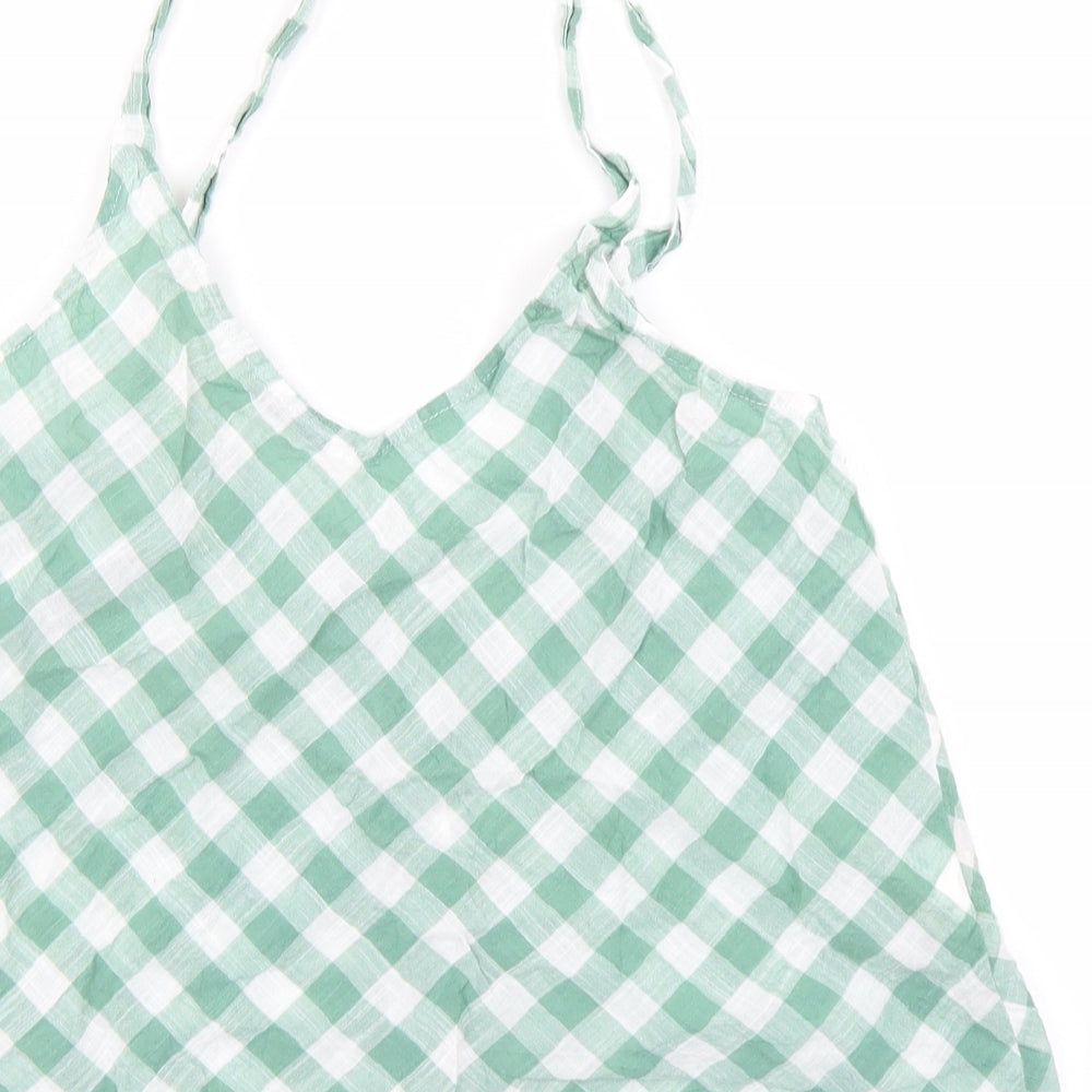 MNG Womens Green Check  Camisole Blouse Size S