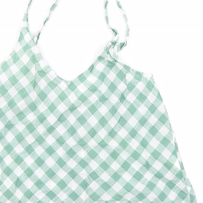MNG Womens Green Check  Camisole Blouse Size S