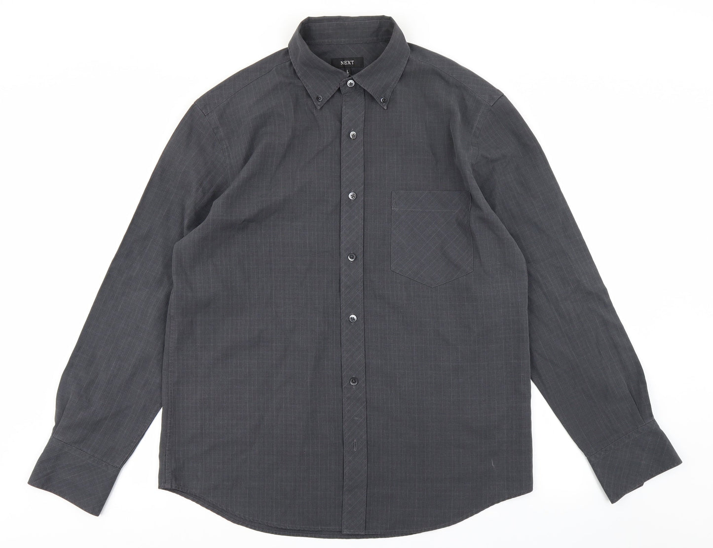 Mens UK Size L NEXT Grey  Button-Up Long Sleeve Casual Shirt