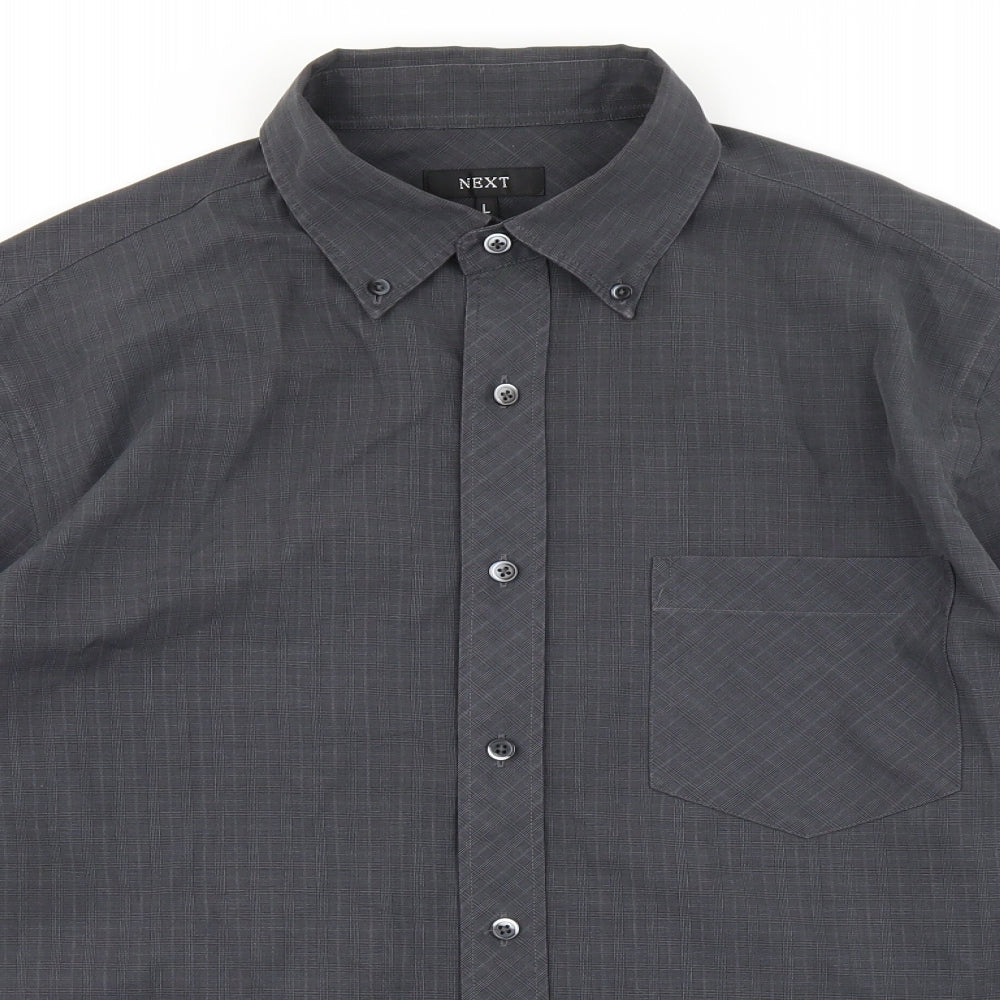 Mens UK Size L NEXT Grey  Button-Up Long Sleeve Casual Shirt