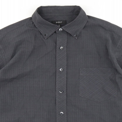 Mens UK Size L NEXT Grey  Button-Up Long Sleeve Casual Shirt