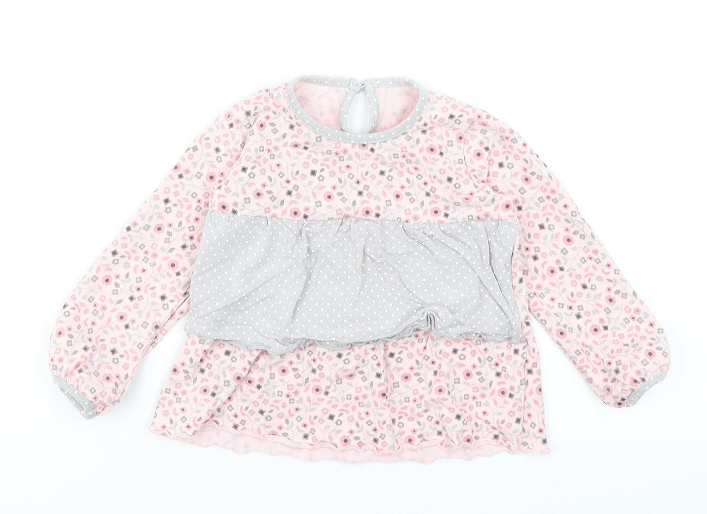 George Girls Pink Floral  Basic T-Shirt Size 9-12 Months