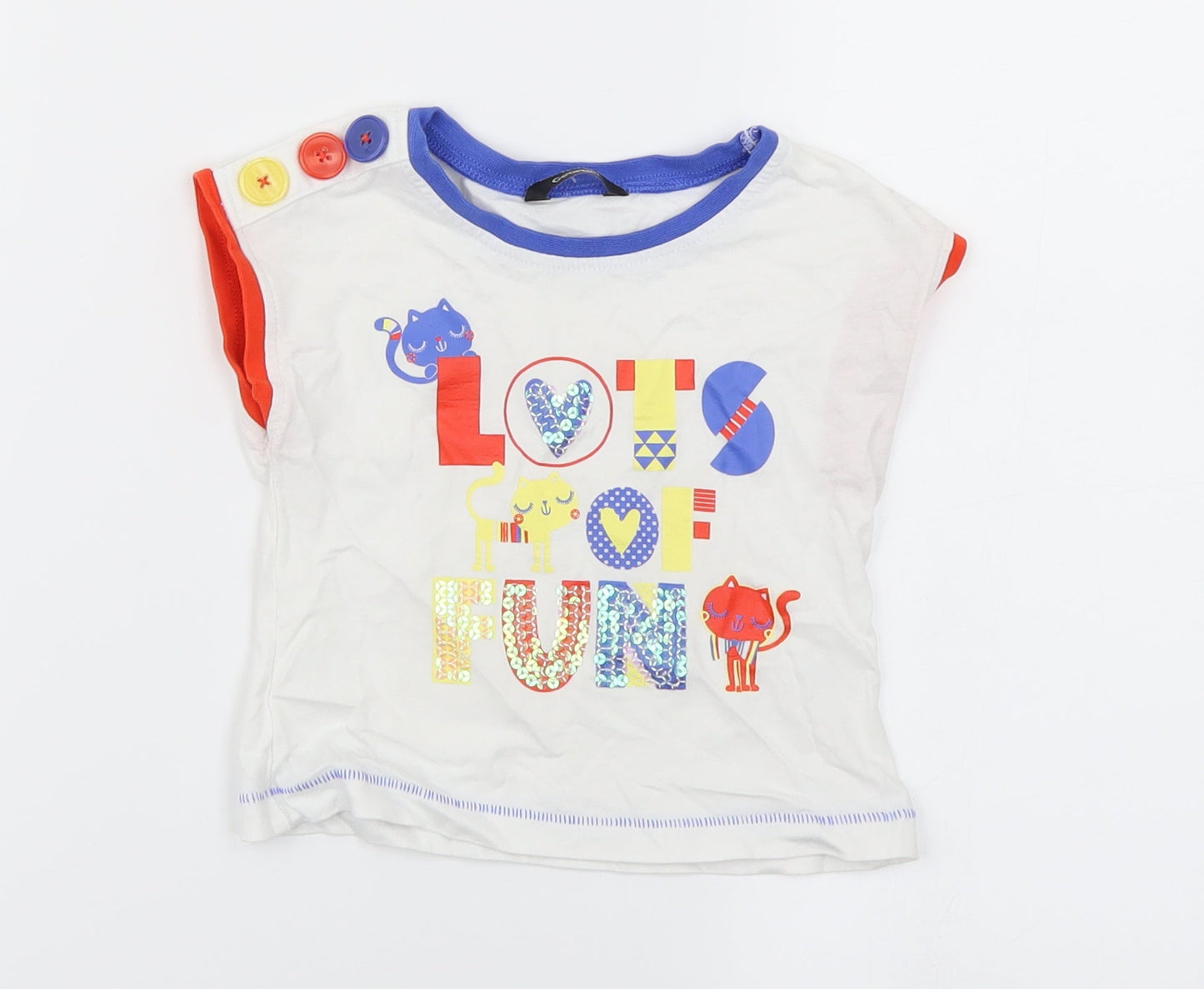 George Girls White   Basic T-Shirt Size 12-18 Months
