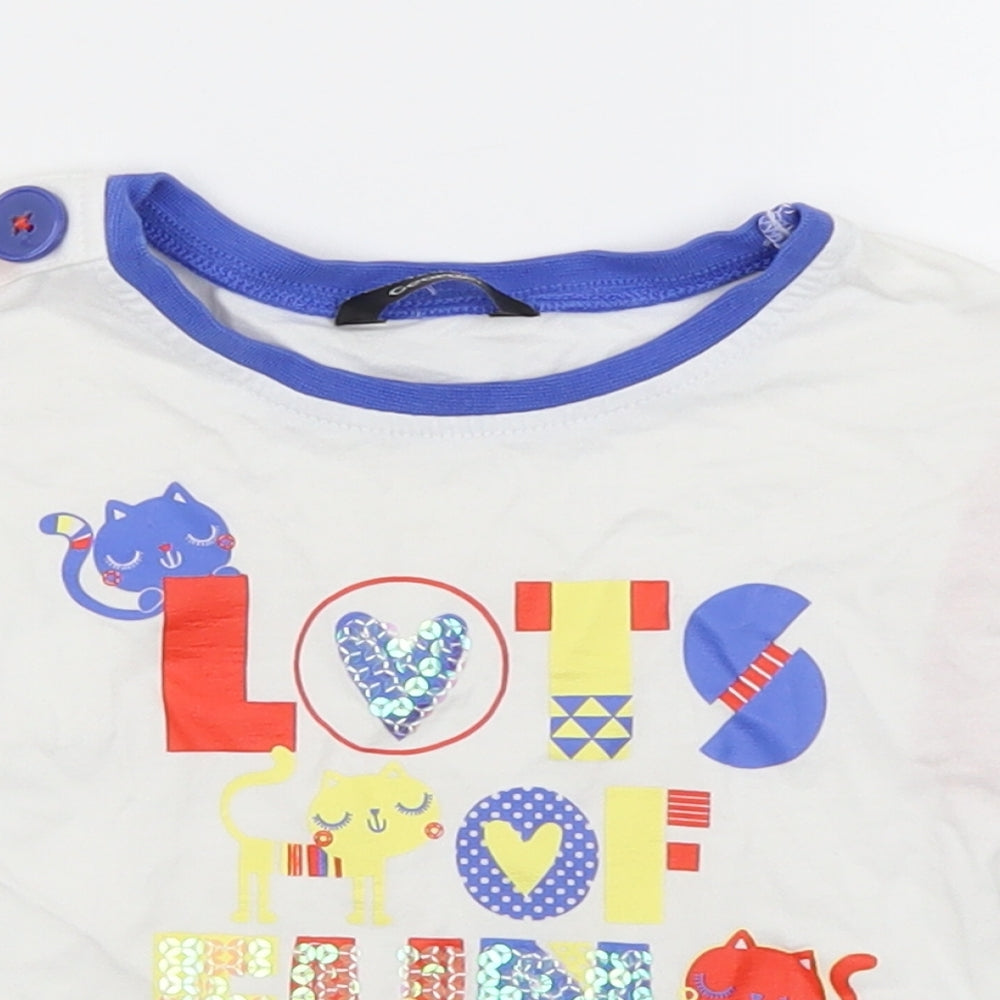 George Girls White   Basic T-Shirt Size 12-18 Months