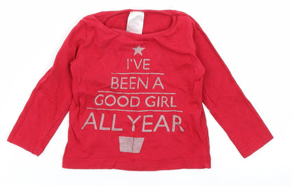e-vie angel Girls Red   Basic T-Shirt Size 12-18 Months  - Christmas Tshirt