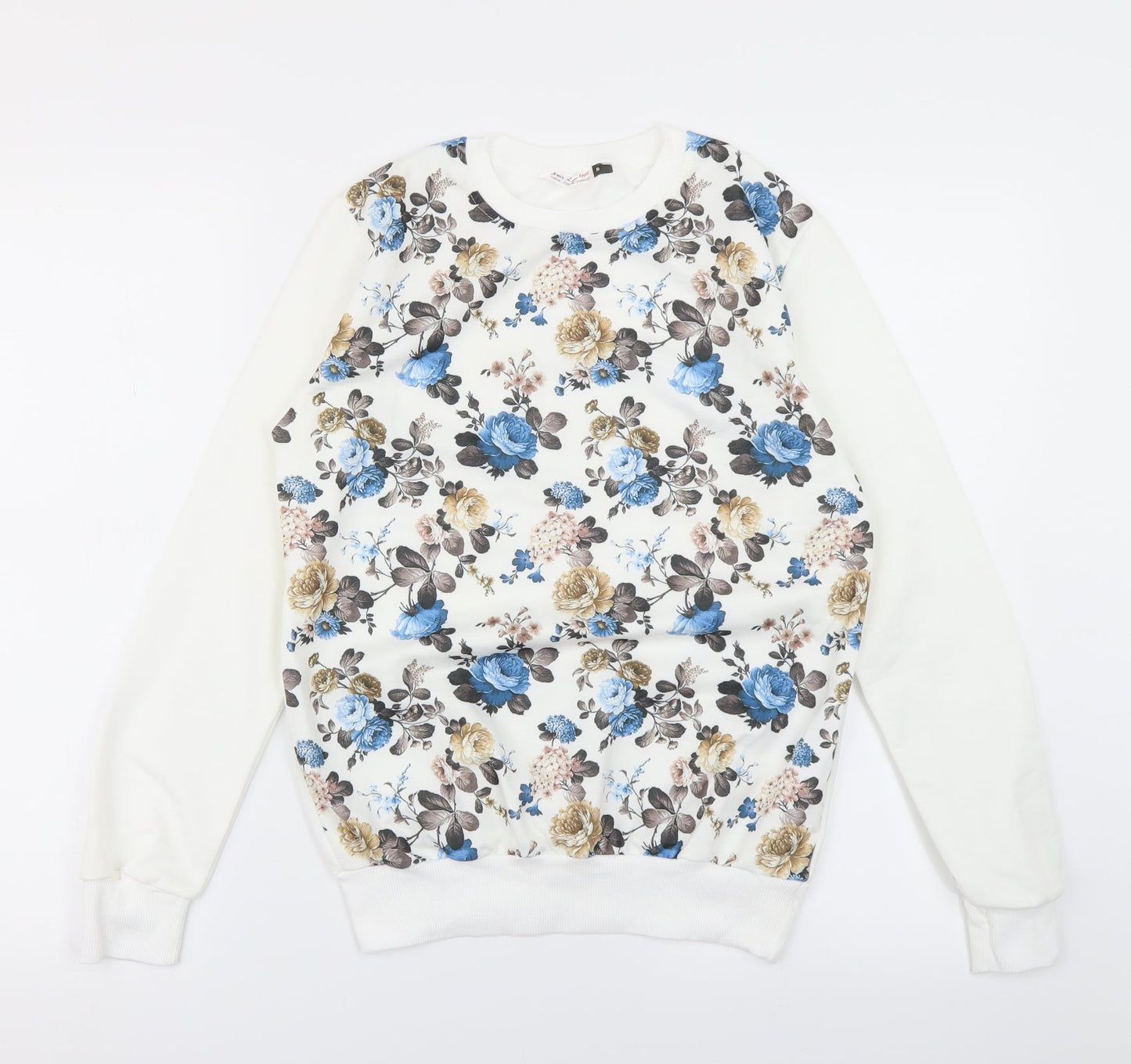 LCN angel Womens White Floral  Pullover Sweatshirt Size M