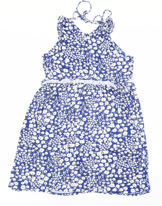 George Womens Blue Floral  Skater Dress  Size XS