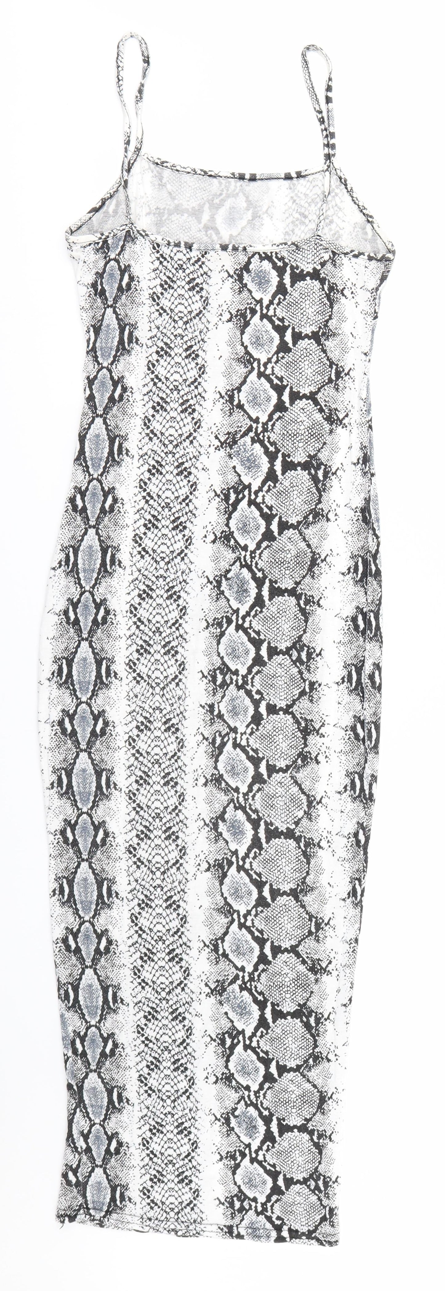 Femme Luxe Womens Black Animal Print  Bodycon  Size 6