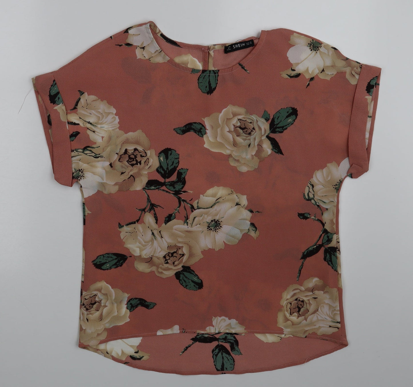 SheIn Womens Pink Floral  Basic Blouse Size XS