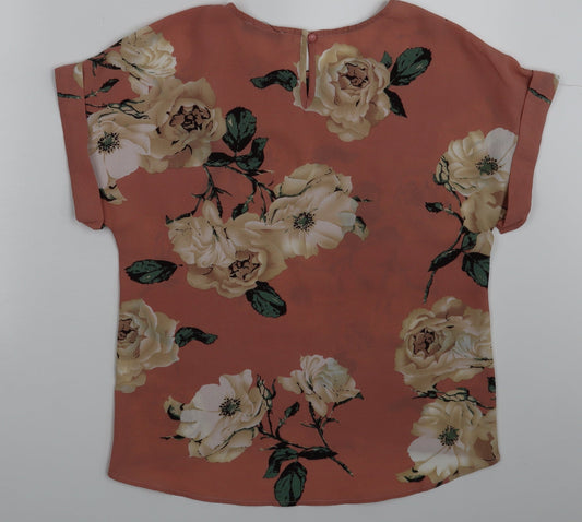 SheIn Womens Pink Floral  Basic Blouse Size XS