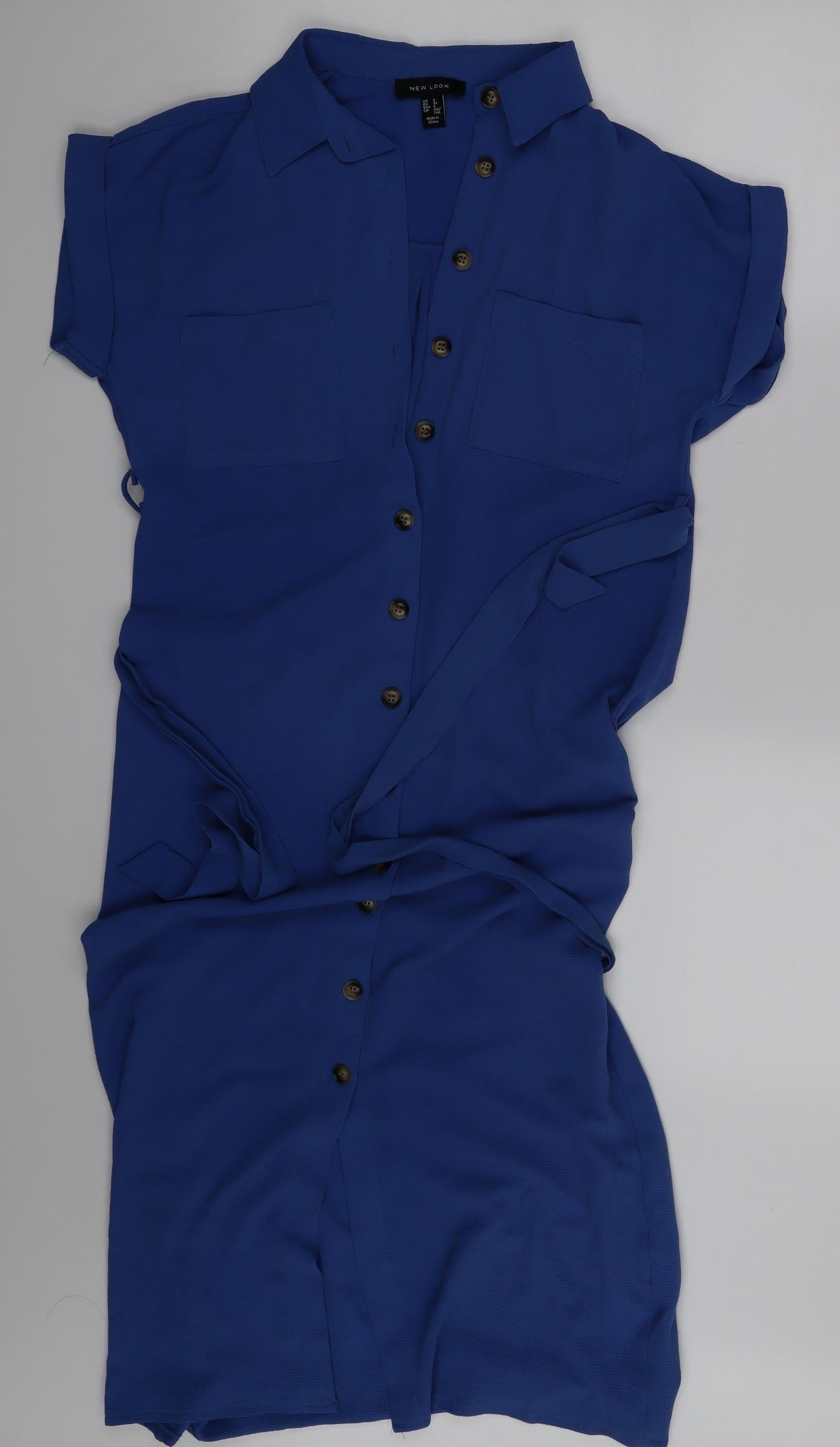 Womens UK Size 4 New Look Blue Basic Button-Up