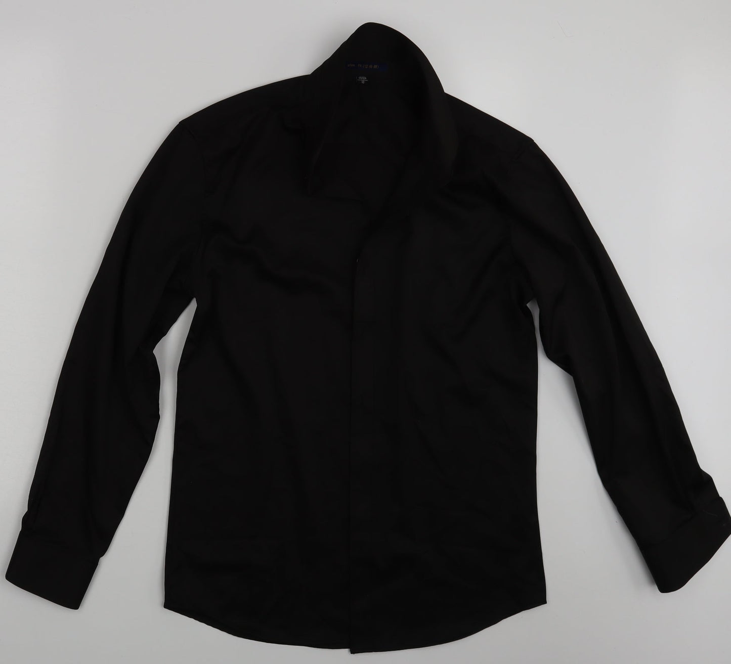 Womens UK Size 12 Preworn Black Basic Button-Up