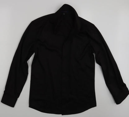 Womens UK Size 12 Preworn Black Basic Button-Up