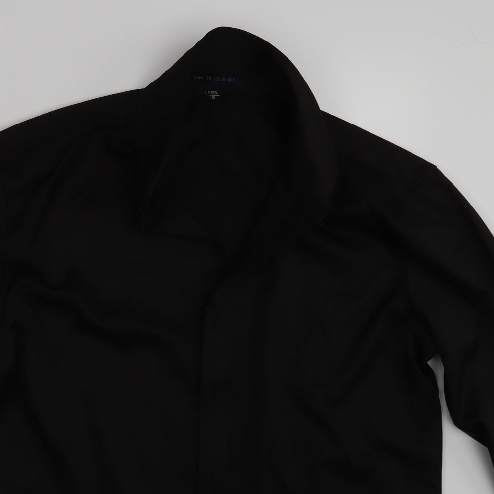 Womens UK Size 12 Preworn Black Basic Button-Up