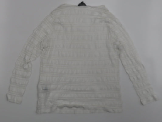 Womens UK Size 14 Limited Ivory Basic T-Shirt