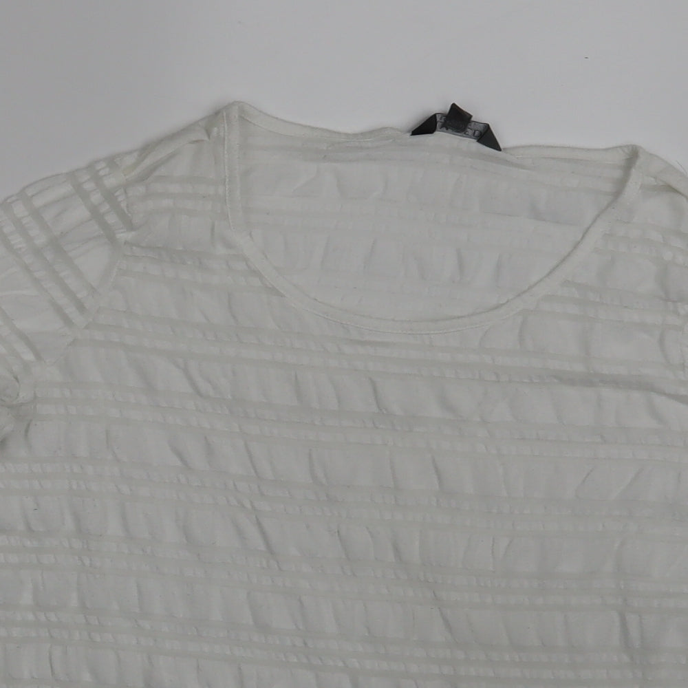 Womens UK Size 14 Limited Ivory Basic T-Shirt