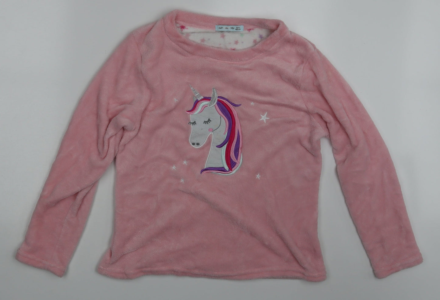 Just Like You Womens Pink Animal Print  Pullover Jumper Size 12  - UNICORN