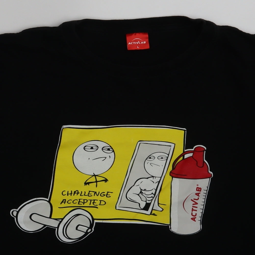 ActivLab Womens Black   Basic T-Shirt Size L  - Challenge Accepted