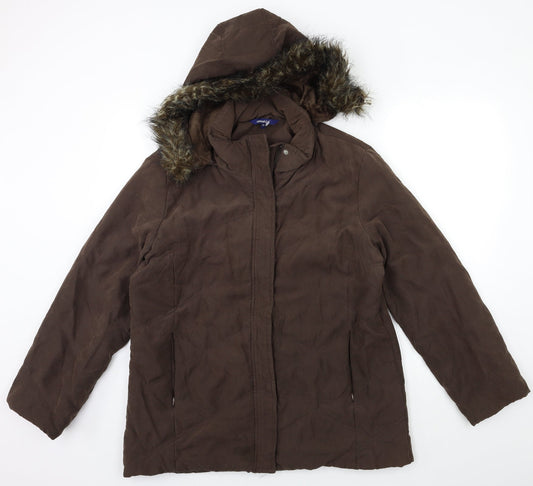 Casual Club Womens Brown   Overcoat Coat Size 16