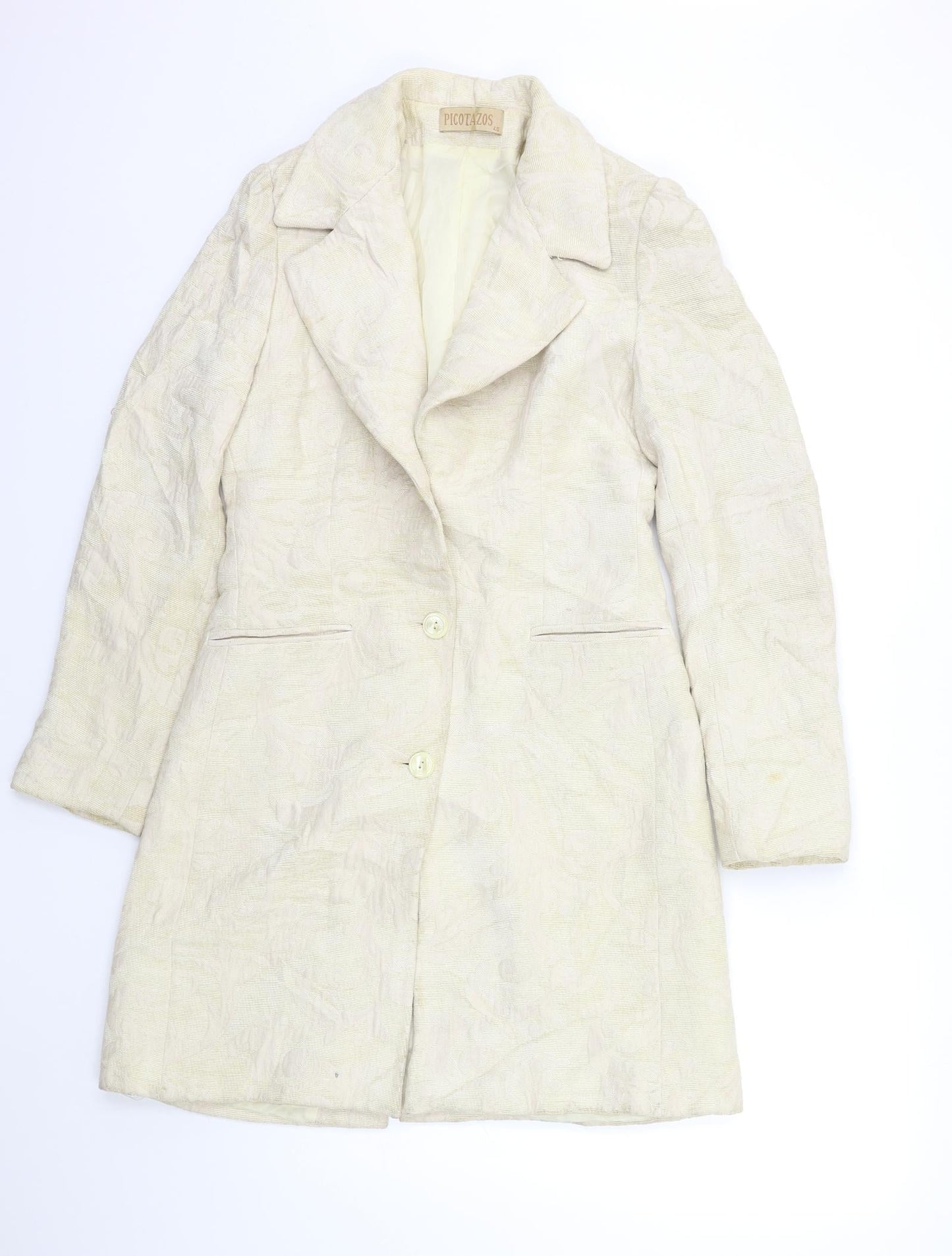 picotazos Womens Beige Floral  Overcoat Coat Size 12